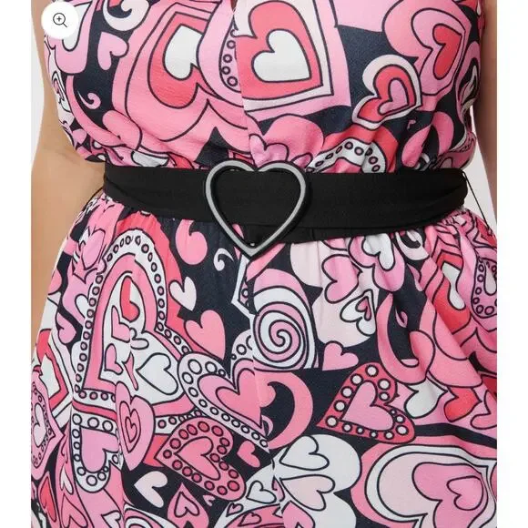 Smak Parlour Unique Vintage 1970’s Black Pink Psychedelic Heart Jumpsuit XL NWOT - Picture 2 of 5